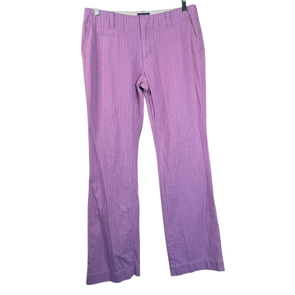 American Eagle Outfitters AEO Stretch Straight Leg Pinstriped Pink Pants Size‎ 8